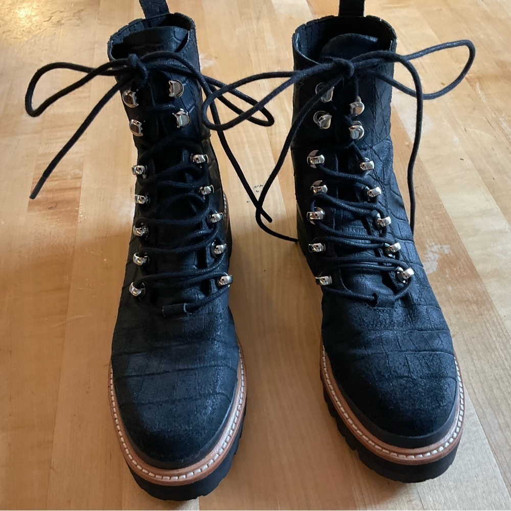 Marc Fisher LTD Black Combat Boots Chunky Lug Sole Y2K Urban Streetwear - Picture 7 of 16
